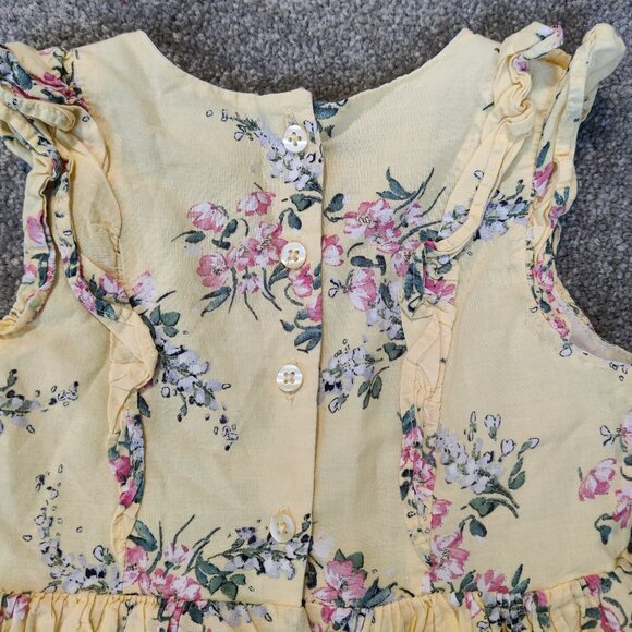F&F Kids Girls Dress Size 3T Yellow Flowers 100% Cotton Lined Summer Fashionable - Picture 7 of 8